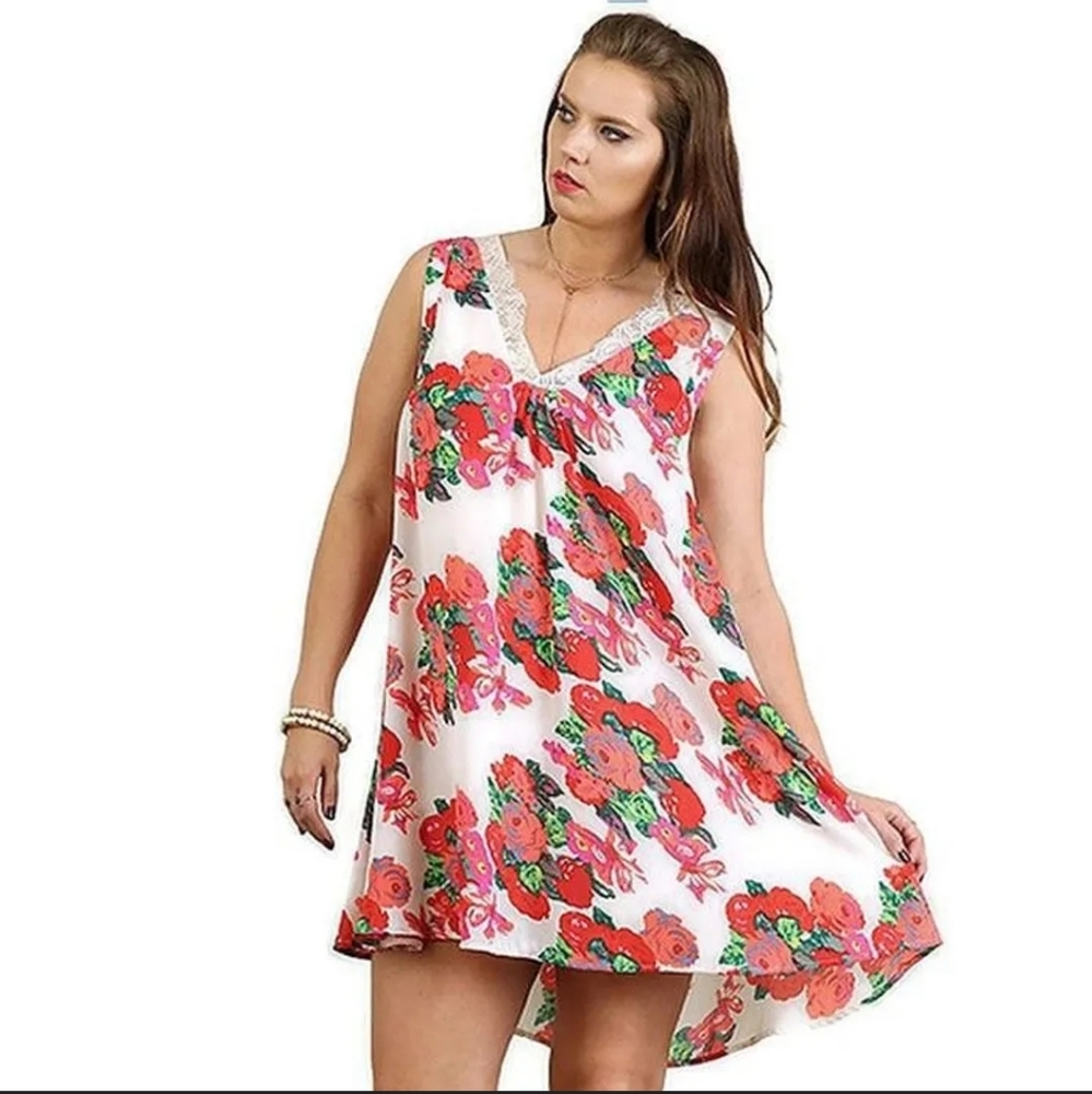 Umgee Lace Floral Tunic Dress